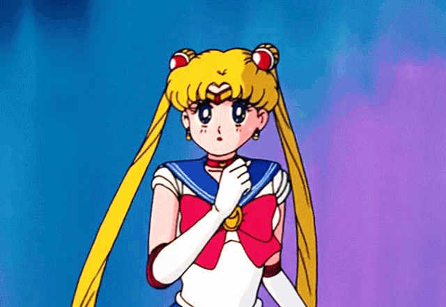 a cartoon of sailor moon with a red bow on her chest