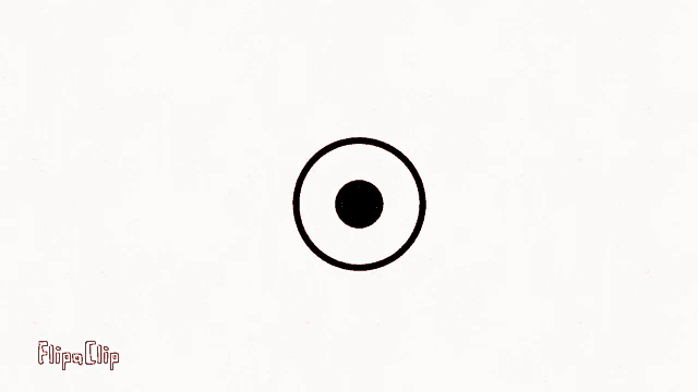 a red circle with a black center on a white background