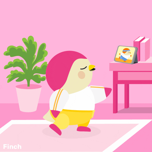 a cartoon of a bird doing exercises with the words stay fit on the bottom