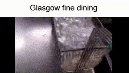 a black and white image with the words glasgow fine dining on the top
