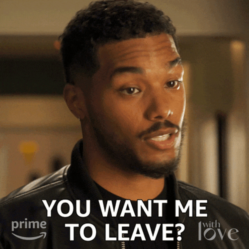a man says " you want me to leave " while wearing a black jacket