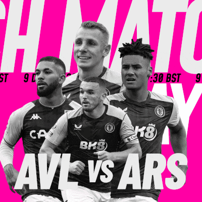 a group of soccer players are on a pink background with the words avi vs ars