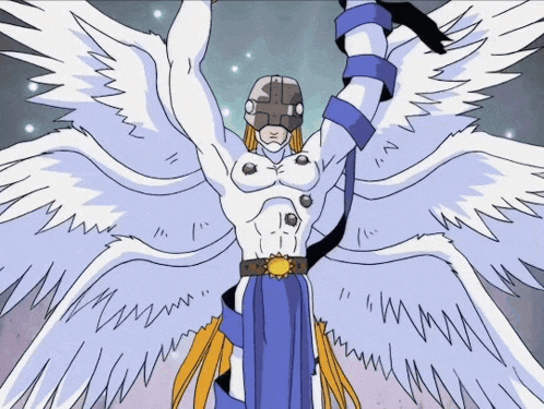 a drawing of a man with wings and a helmet that says ' i ' on it