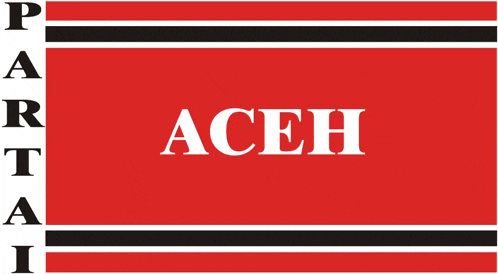 a red and black banner with the word aceh on it