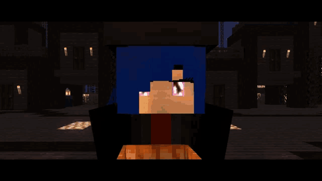 a close up of a minecraft character 's face with the letter l on it