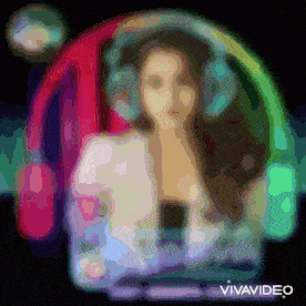 a painting of a woman with a rainbow in the background and the words vivavideo at the bottom
