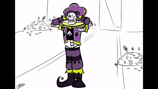 a cartoon of a skeleton and a wizard with birthday horn written on the bottom