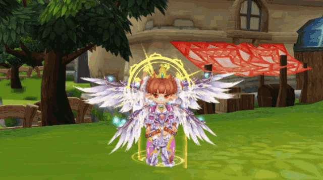 a cartoon character with wings and a crown on their head