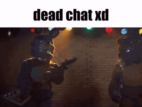 bonnie the bunny is playing a guitar in front of a brick wall with the words dead chat xd below him