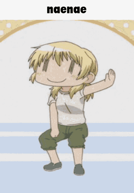 a cartoon of a girl dancing with the word naenae below her