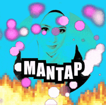 a woman in a hijab is surrounded by flames and the word mantas