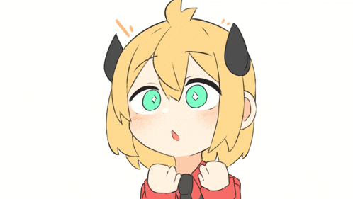 a cartoon drawing of a girl with green eyes and horns