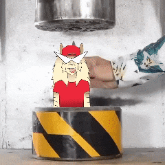 a hand is holding a cartoon character in a red shirt and white hat