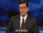 a man in a suit and tie is giving a speech and says my dog .
