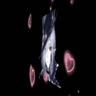 a girl in a top hat is surrounded by pink hearts and stars