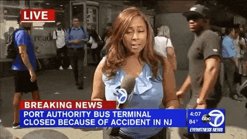 a breaking news report about the port authority bus terminal