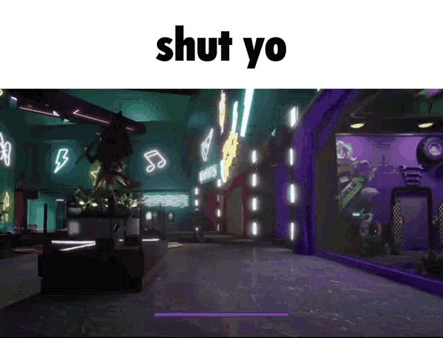 a screenshot of a video game with the words shut yo