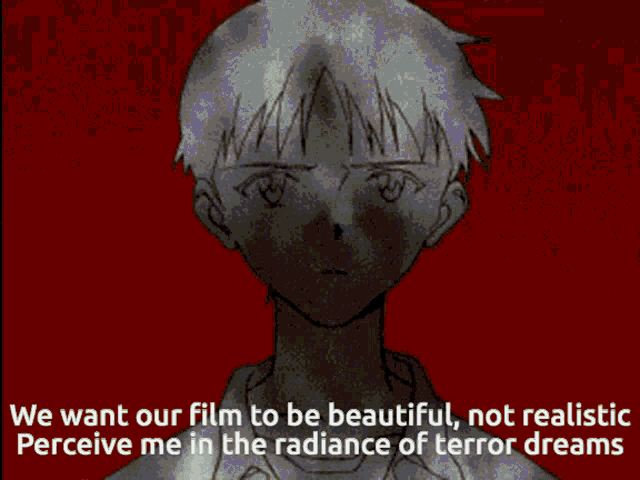 a cartoon of a man with the words we want our film to be beautiful
