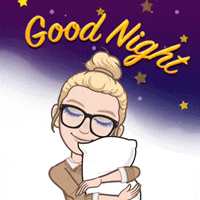 a cartoon of a woman hugging a pillow with the words good night written on the bottom