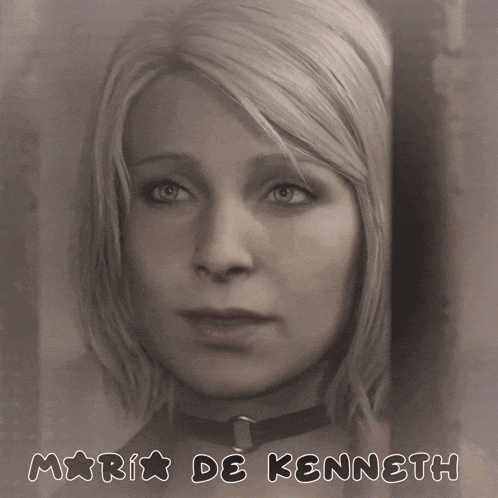 a woman in a red jacket with the name mari de kenneth on the bottom