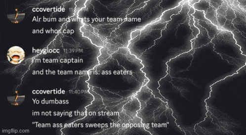 a screenshot of a discord conversation with lightning strikes
