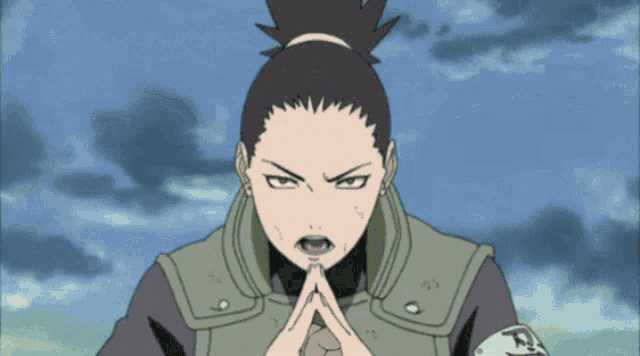 a cartoon character with a ponytail is standing in a desert