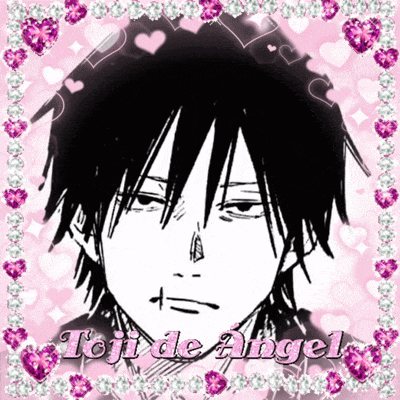 a black and white drawing of a man with the words toji de angel written below it