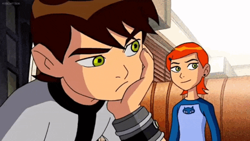 ben 10 and ginny are standing next to each other in a ben 10 cartoon
