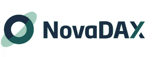 a logo for novadax with a green circle