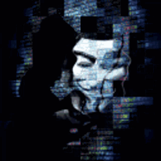 a silhouette of a person wearing a mask is against a brick wall