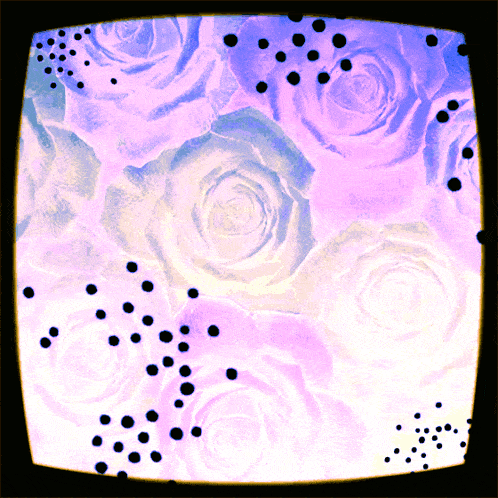 a computer generated image of roses and dots on a black background