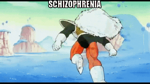 a cartoon character with the word schizophrenia written on the bottom