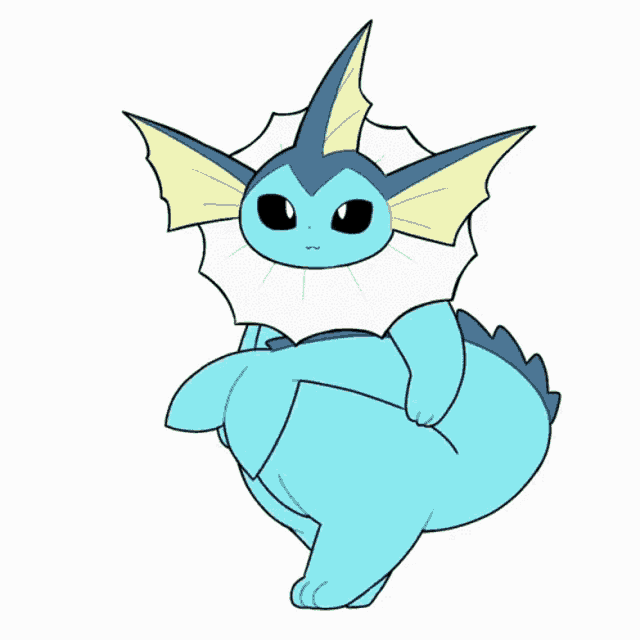 a cartoon drawing of a blue and yellow pokemon on a white background .