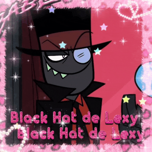 a picture of a cartoon character with the words black hat de lexy on the bottom