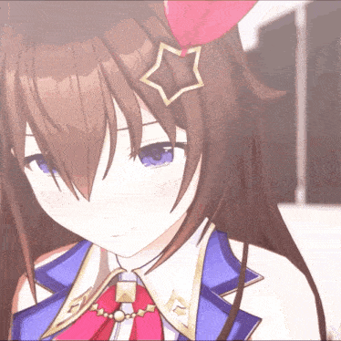 a brown haired anime girl with a star on her head