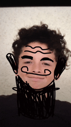 a drawing of a man 's face with the letter g on his face