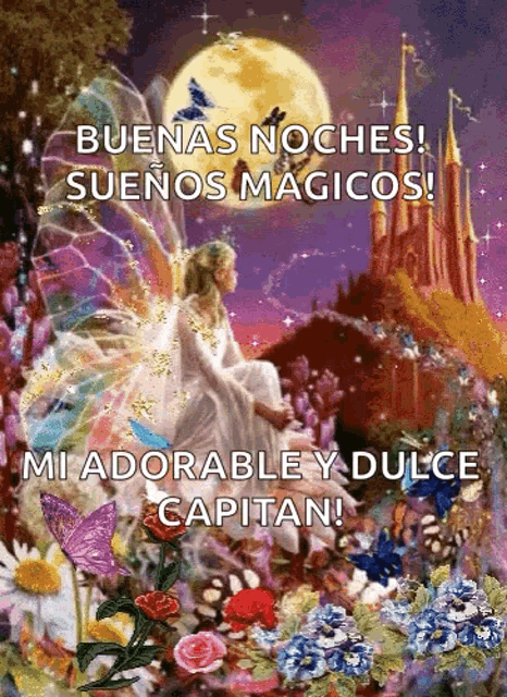 a painting of a fairy surrounded by flowers and butterflies