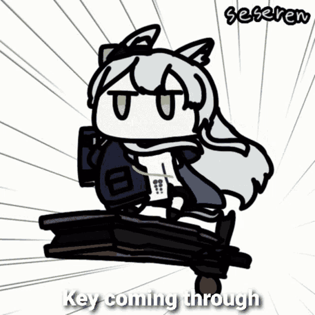 a cartoon drawing of a girl with the words key coming through