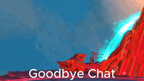 a painting of a waterfall with the words `` goodbye chat '' written on it