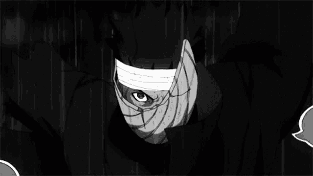 a black and white drawing of a man wearing a bandage on his face .