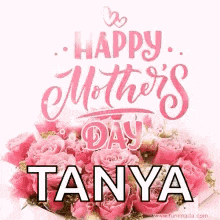 a happy mother 's day greeting card with a bouquet of pink roses