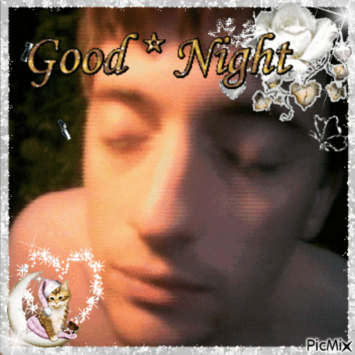 a picture of a woman with her eyes closed and the words good night