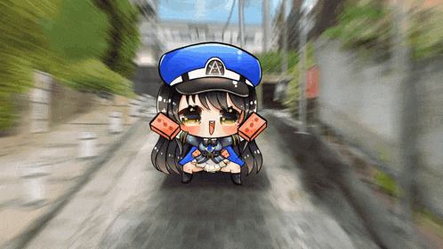 a cartoon of a girl wearing a police hat