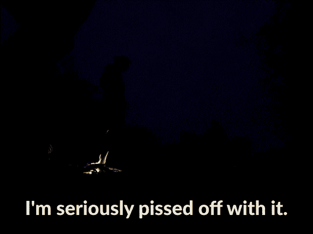 a dark background with a fire and the words i 'm seriously pissed off with it