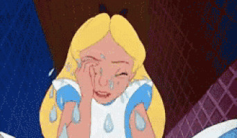 a cartoon of alice from alice in wonderland is crying