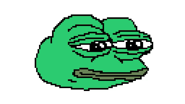 a pixel art of a green frog with sunglasses on