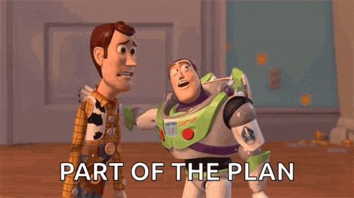 woody and buzz lightyear from toy story are standing next to each other and talking .