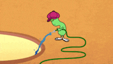 a cartoon of a frog with a hose and the words " this is a problem " below it