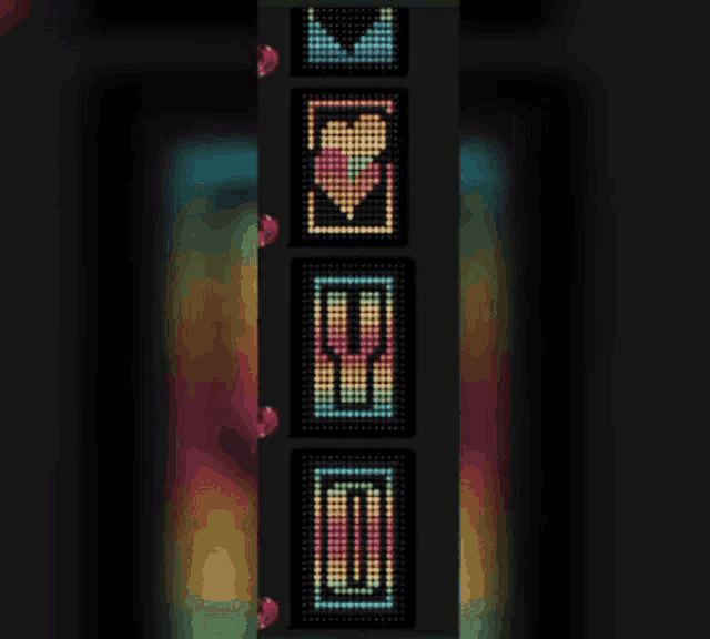 a row of colorful displays with the letters eee