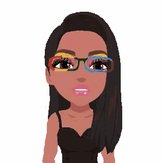 a cartoon of a woman wearing glasses and waving her hand